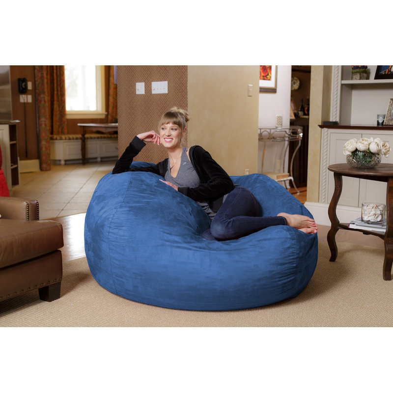 Symple Stuff Bean Bag Chair Lounger Large 5 Foot Classic Shredded Memory Foam Filled Furniture Bean Bag Chair Lounger with Removable and Machine Washable Cover Big Bean Bag Sofa Lounger